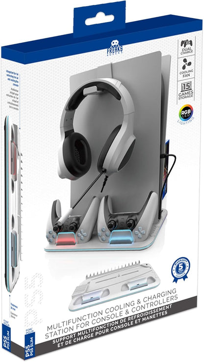 Trade Invaders - Rgb Cooling And Charging Station - Ps5 / Ps5 Slim (White)