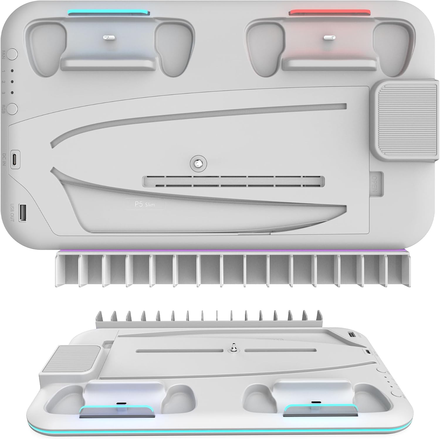 Trade Invaders - Rgb Cooling And Charging Station - Ps5 / Ps5 Slim (White)