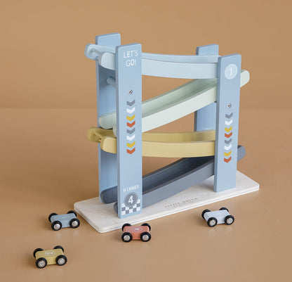 Little Dutch 7037 FSC houten kbaan auto-racebaan - blauw
