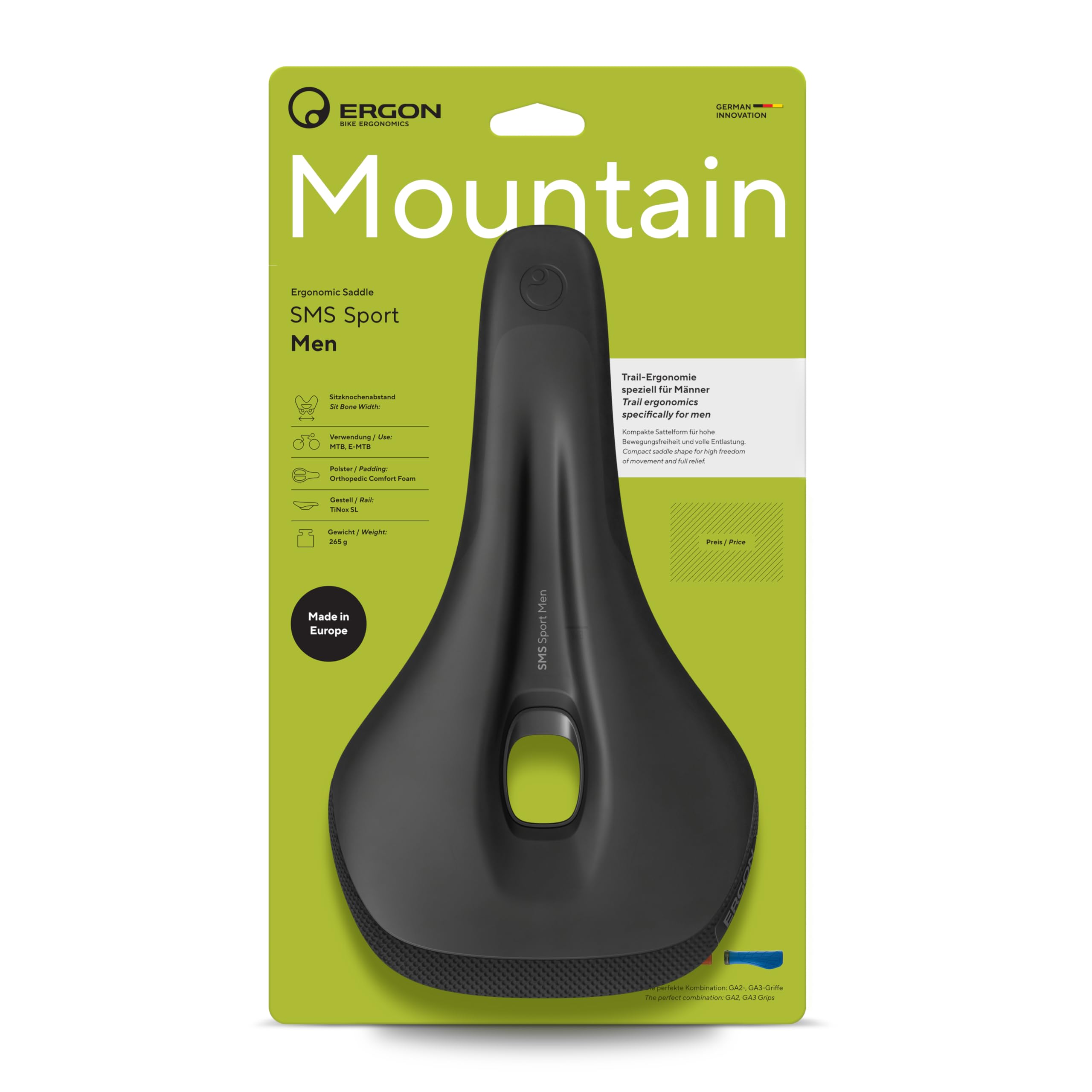Ergon SMS Sport Men Ergonomic MTB E-Bike Bicycle Saddle Black Size: M/L (12-16 cm