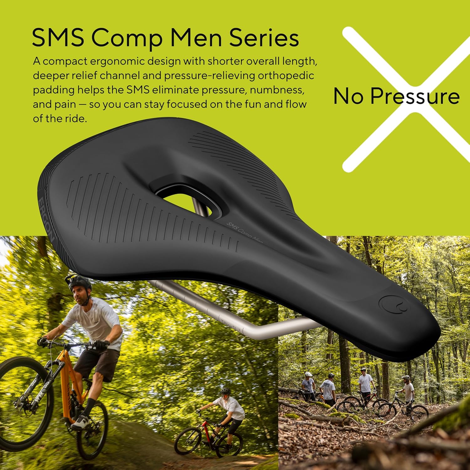 Ergon SMS Comp Men ergonomischer MTB E-Bike Fahrrad Sattel schwarz: Größe: M/L (12-16cm
