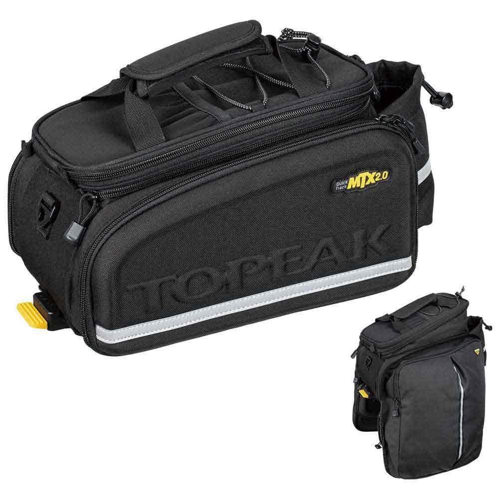 Topeak MTX 2.0 TrunkBag DXP Water Resistant Cycle Trunk Bag with expandable pannier sides, Compatible with all MTX QuickTrack 2.0 racks, Black