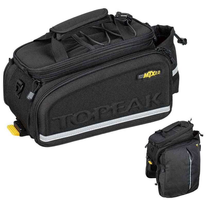 Topeak MTX 2.0 TrunkBag DXP Water Resistant Cycle Trunk Bag with expandable pannier sides, Compatible with all MTX QuickTrack 2.0 racks, Black
