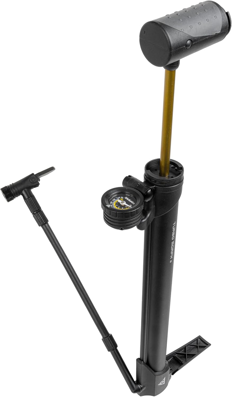 Topeak Morph Turbo Bicycle Tyre Pump with Flip Down Analogue Pressure Gauge, Black