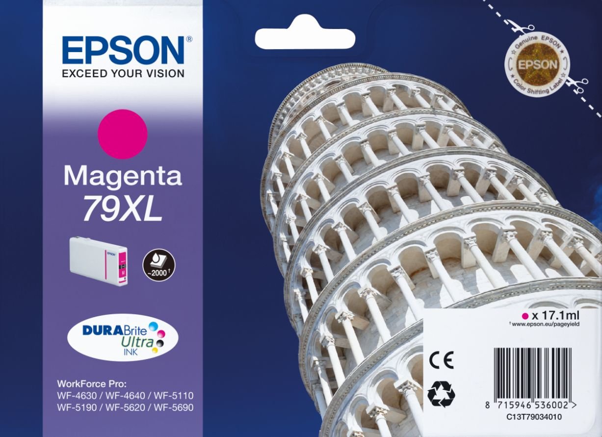 Epson Original T79XL Tintenpatrone Pisa, WF-4630DWF WF-4640DTWF WF-5110DW WF-5190DW WF-5620DWF WF-5690DWF WF-5190DW WF-5690DWF, (magenta)