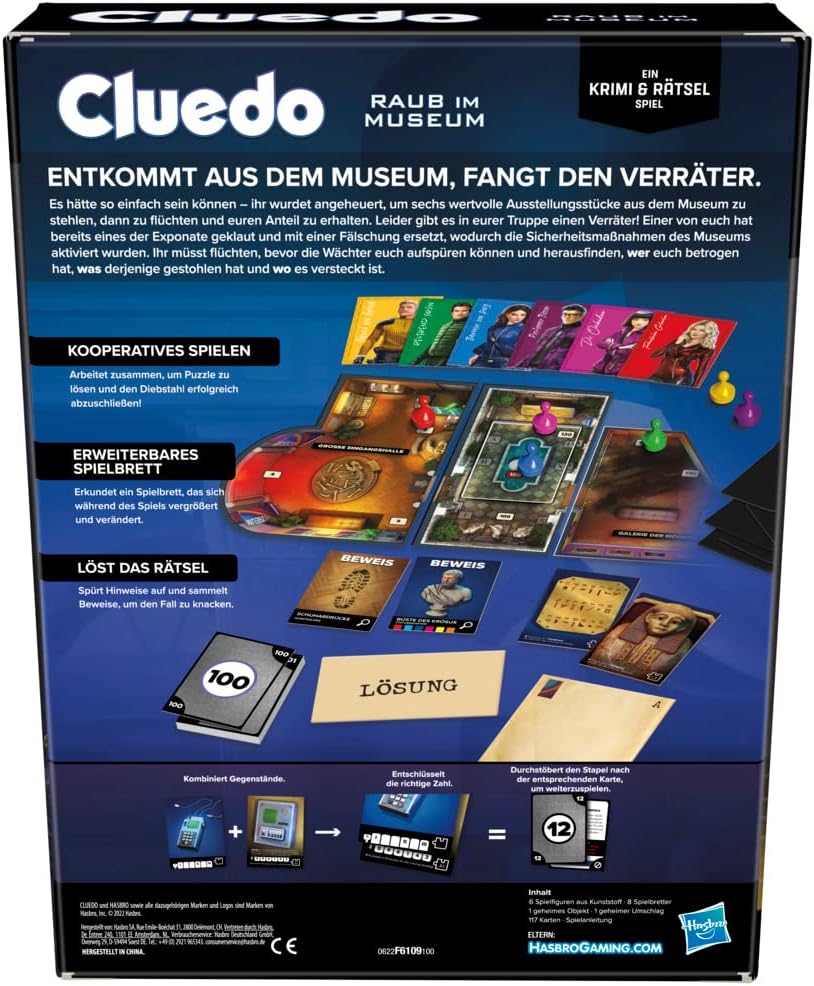 Cluedo Clue Board Game Robbery at the Museum, Clue Escape Room Game, Cooperative Family Game