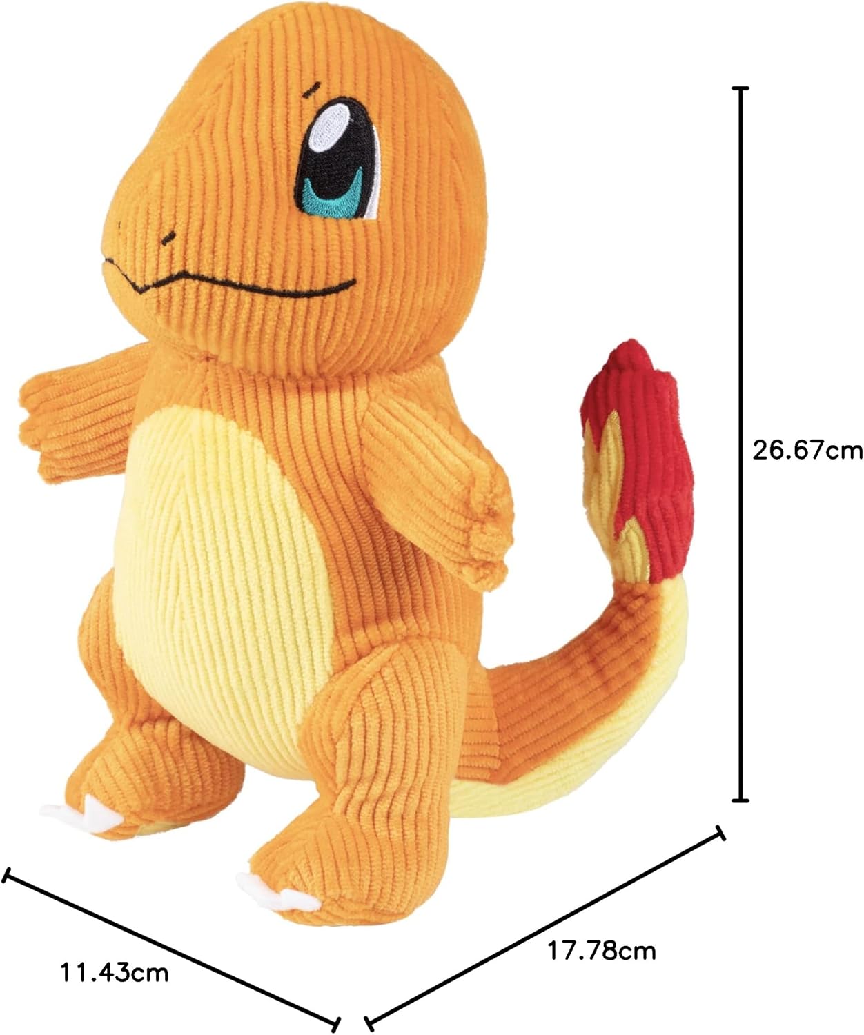 POKEMON SELECT CORDUROY CHARMANDER PLUSH - 8-Inch - Unique Fabric - Authentic Details