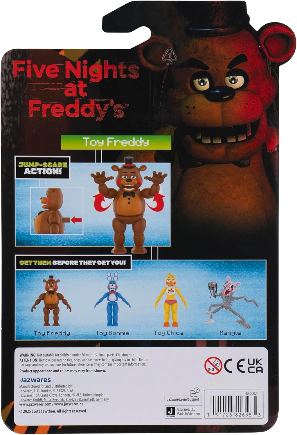 Five Nights At Freddy's Toy Freddy - 5-Inch Articulated Figure with Jumpscare Feature and Glow-In-The-Dark Eyes
