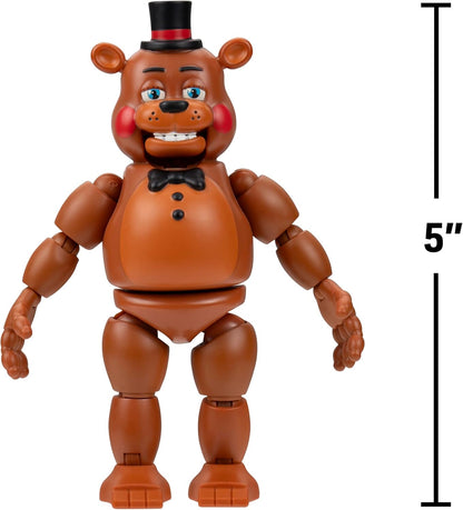 Five Nights At Freddy's Toy Freddy - 5-Inch Articulated Figure with Jumpscare Feature and Glow-In-The-Dark Eyes