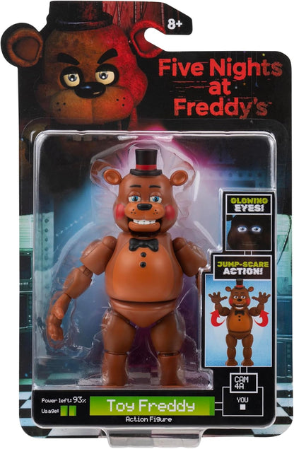 Five Nights At Freddy's Toy Freddy - 5-Inch Articulated Figure with Jumpscare Feature and Glow-In-The-Dark Eyes