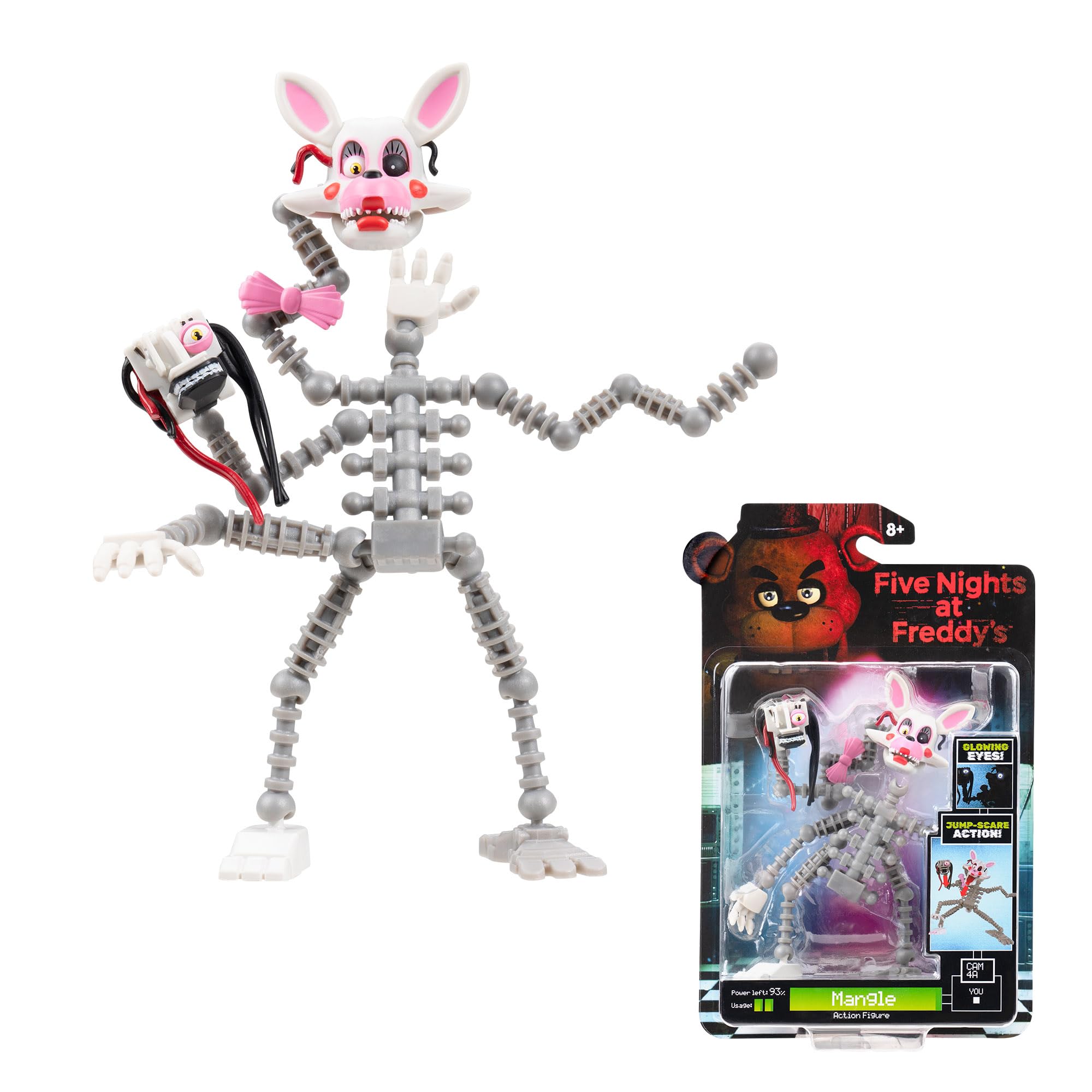 Five Nights at Freddy’s FNF0100 - Mangle - 12,5 cm - bewegliche Figur mit Schreckfunktion und Augen, die im Dunkeln leuchten - offizielle Jazwares Figur