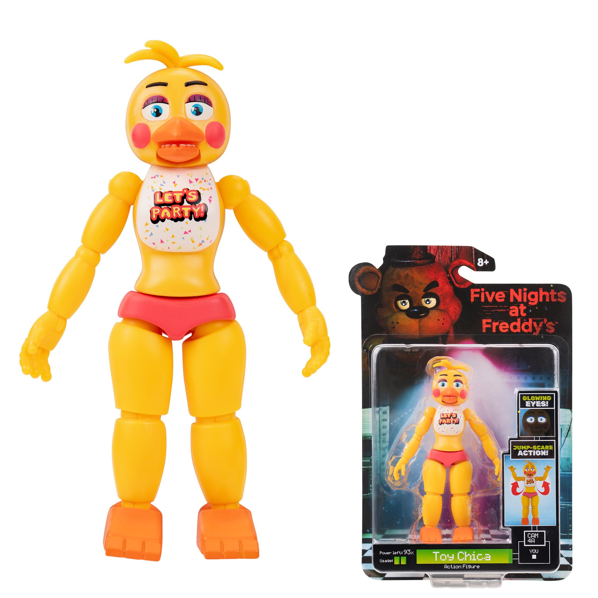 Five Nights At Freddy's Toy Chica - 5-Inch Articulated Figure with Jumpscare Feature and Glow-In-The-Dark Eyes