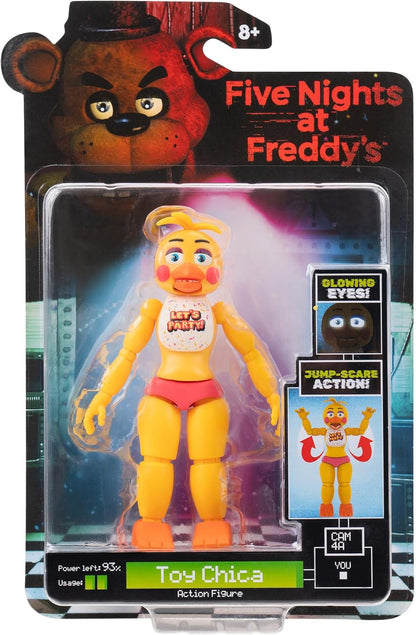 Five Nights At Freddy's Toy Chica - 5-Inch Articulated Figure with Jumpscare Feature and Glow-In-The-Dark Eyes