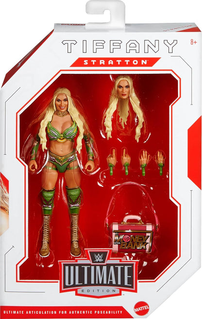 Mattel WWE Ultimate Edition Action Figure & Accessories Set, Tiffany Stratton 6-inch Collectible with Swappable Heads & Hands, 30 Articulation Points, JHV88