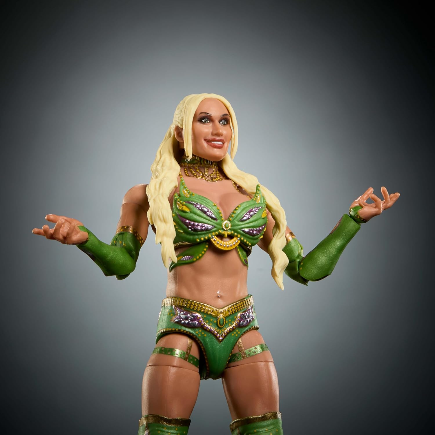 Mattel WWE Ultimate Edition Action Figure & Accessories Set, Tiffany Stratton 6-inch Collectible with Swappable Heads & Hands, 30 Articulation Points, JHV88