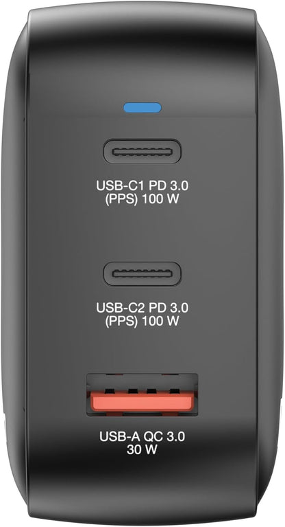 Verbatim - 100Wgan Charger, 3 Port Us Plug With Eu And Uk Adaptors