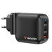 Verbatim - 100Wgan Charger, 3 Port Us Plug With Eu And Uk Adaptors