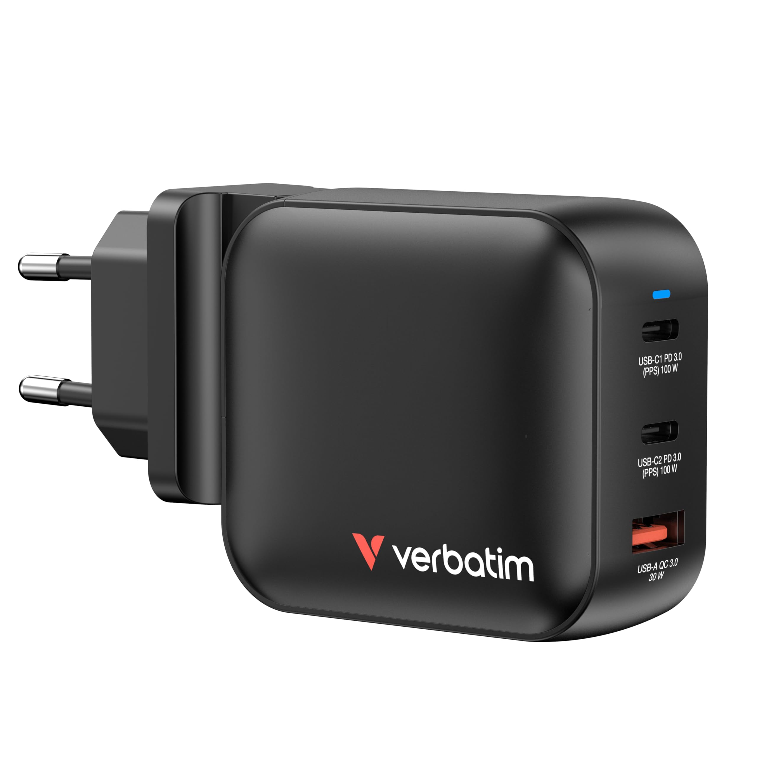 Verbatim - 100Wgan Charger, 3 Port Us Plug With Eu And Uk Adaptors