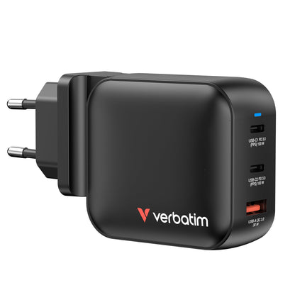 Verbatim - 100Wgan Charger, 3 Port Us Plug With Eu And Uk Adaptors