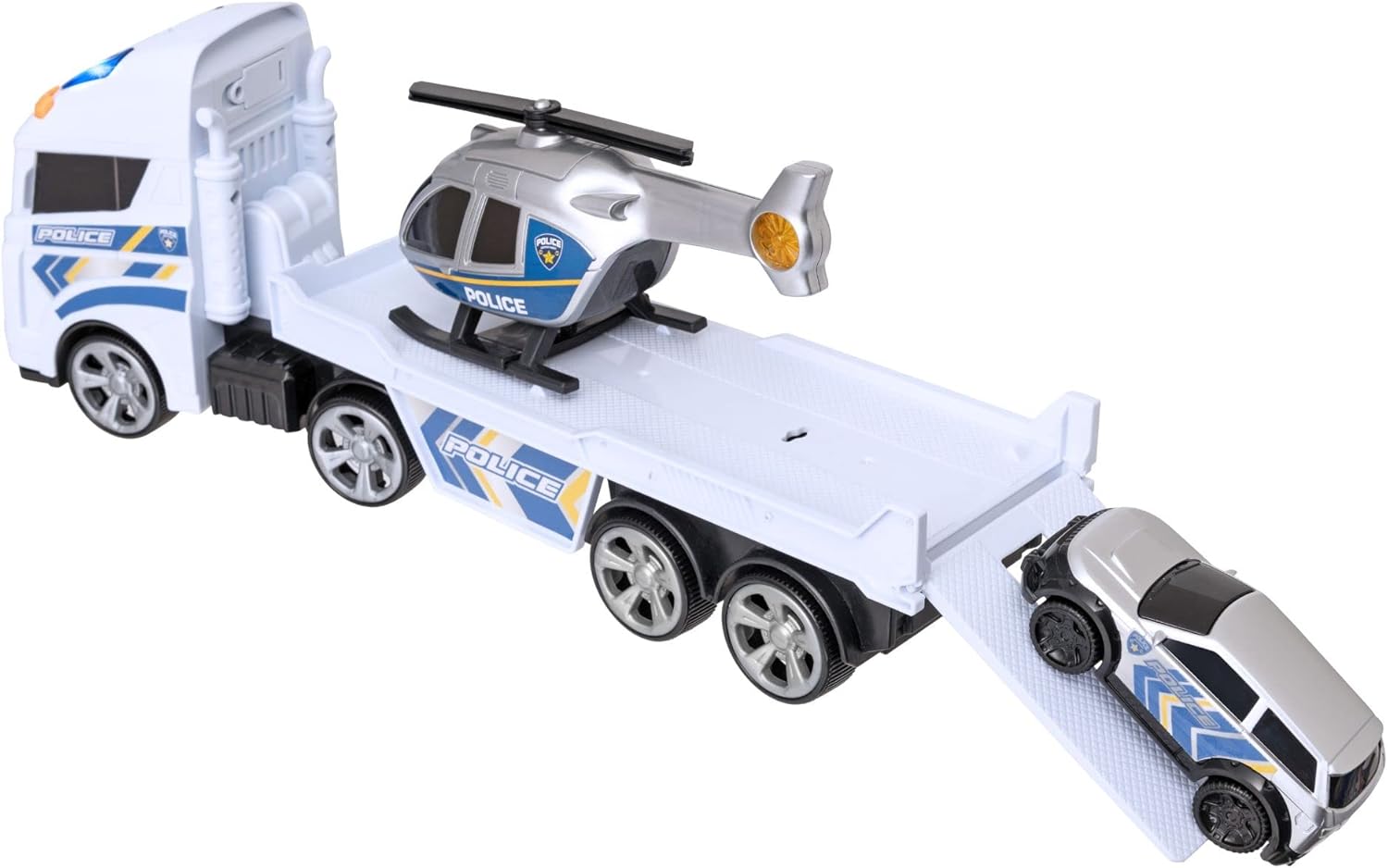 Teamsterz - Politievoertuig transporter, Politieauto, Politie transporter vrachtwagen, Helikopter, Auto's, Speelgoed op wielen, Veelkleurig, Officiële producten (CyP Brands