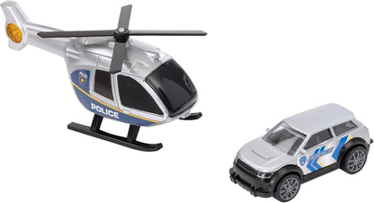 Teamsterz - Politievoertuig transporter, Politieauto, Politie transporter vrachtwagen, Helikopter, Auto's, Speelgoed op wielen, Veelkleurig, Officiële producten (CyP Brands