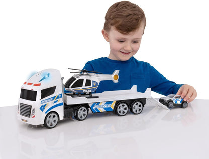 Teamsterz - Politievoertuig transporter, Politieauto, Politie transporter vrachtwagen, Helikopter, Auto's, Speelgoed op wielen, Veelkleurig, Officiële producten (CyP Brands