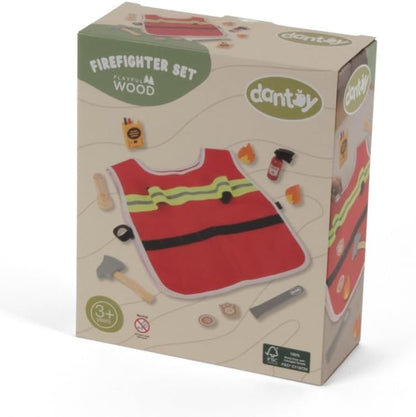 Dantoy wooden fire brigade toy set in box 10-piece for children