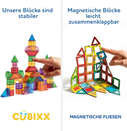 Cubixx - Magnetische Bouwstenen voor kinderen vanaf 3+ jaar, creatief educatief speelgoed in een 85-delige set, magnetisch constructiespeelgoed voor meisjes en jongens, Montessori STEM speelgoed