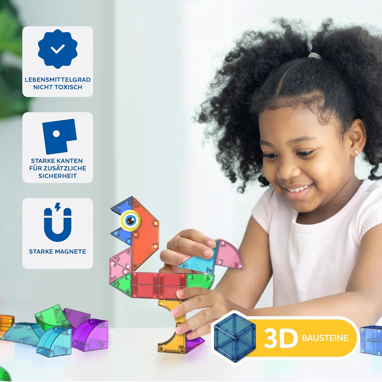 Cubixx - Magnetische Bouwstenen voor kinderen vanaf 3+ jaar, creatief educatief speelgoed in een 85-delige set, magnetisch constructiespeelgoed voor meisjes en jongens, Montessori STEM speelgoed