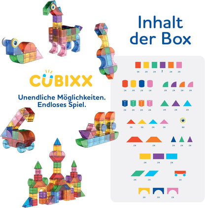 Cubixx - Magnetische Bouwstenen voor kinderen vanaf 3+ jaar, creatief educatief speelgoed in een 85-delige set, magnetisch constructiespeelgoed voor meisjes en jongens, Montessori STEM speelgoed