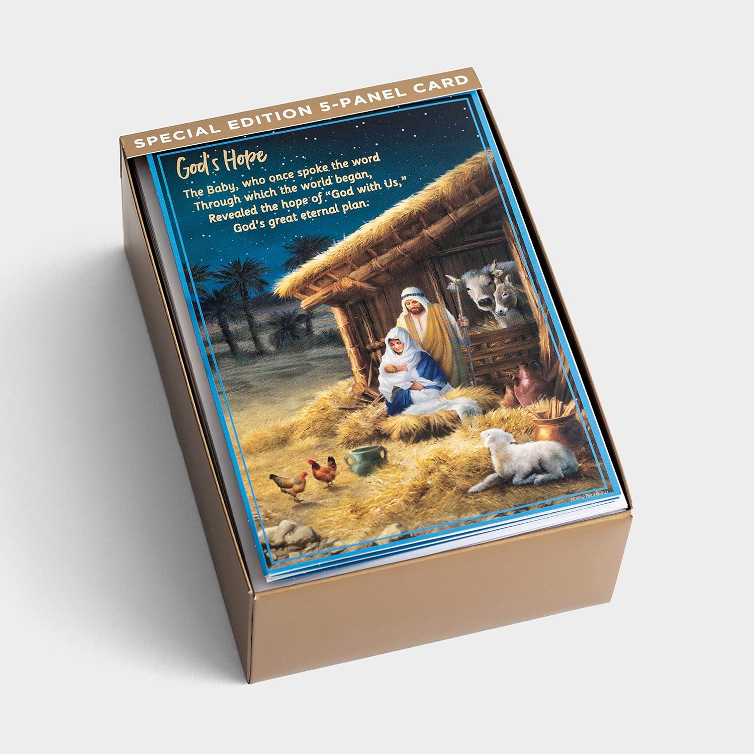 DaySpring - Christmas Story - 18 Christmas Boxed Cards and Envelopes, KJV - Special Edition 5-Panel Inspirational Christmas Cards (J3389), Multi