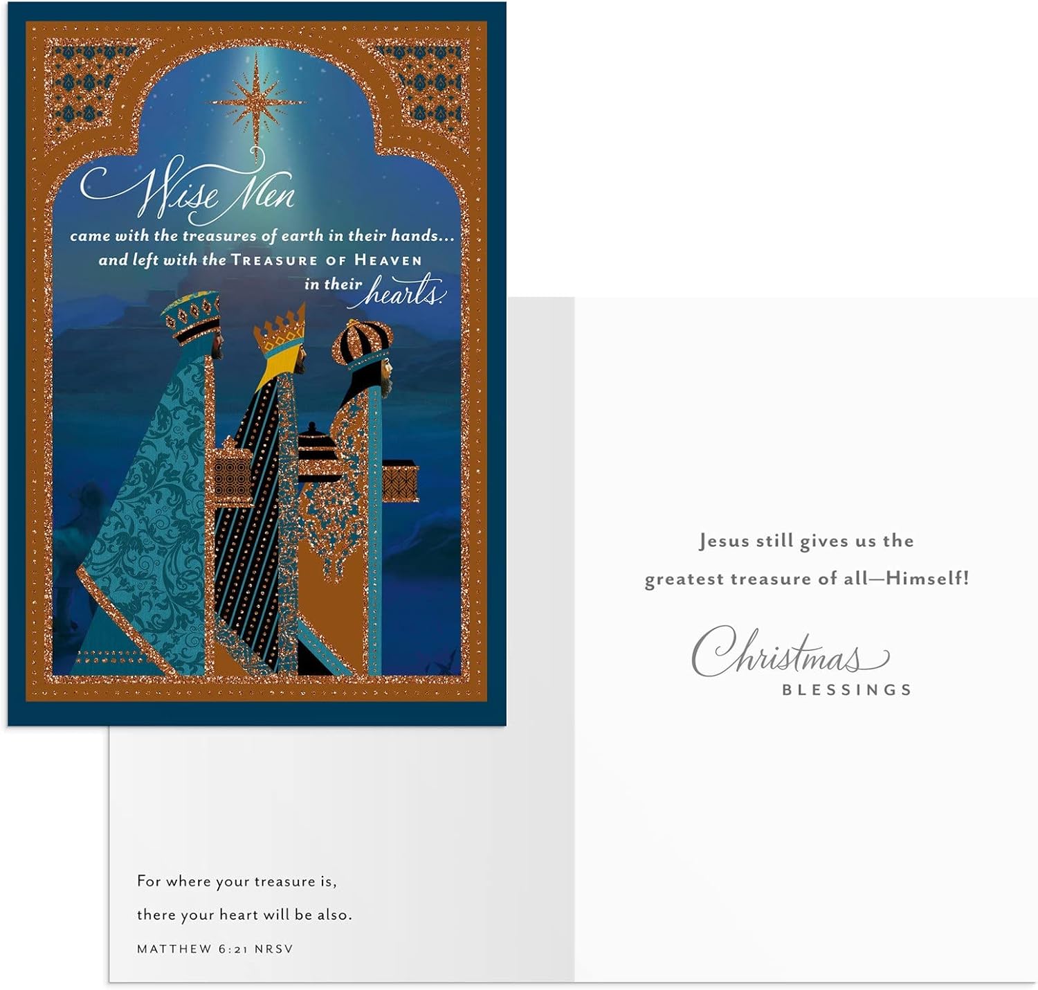DaySpring Oh Holy Night – Religious Scenes Bulk Christmas Boxed Cards - 6 Design Assortment With KJV Scripture - 48 Inspirational Christmas Cards & Envelopes