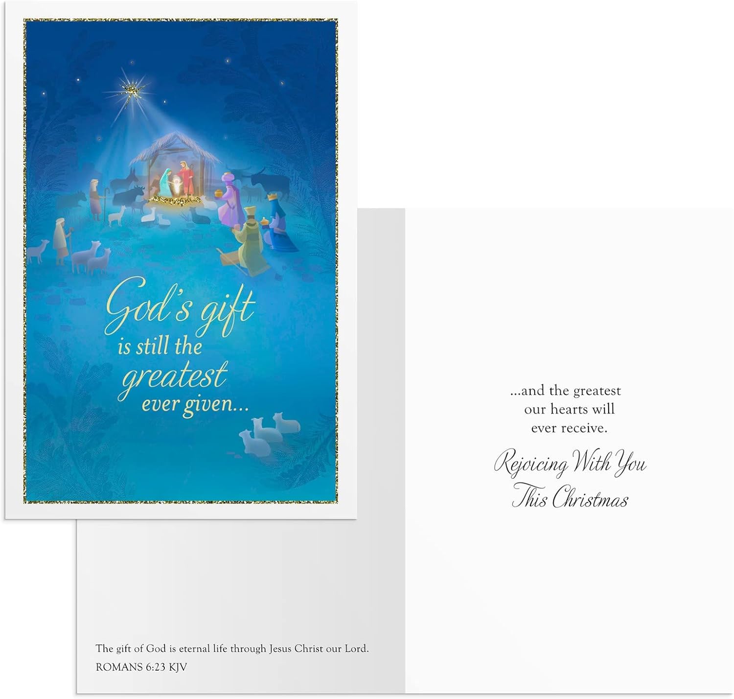 DaySpring Oh Holy Night – Religious Scenes Bulk Christmas Boxed Cards - 6 Design Assortment With KJV Scripture - 48 Inspirational Christmas Cards & Envelopes