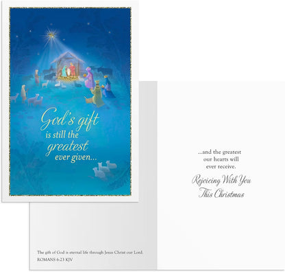 DaySpring Oh Holy Night – Religious Scenes Bulk Christmas Boxed Cards - 6 Design Assortment With KJV Scripture - 48 Inspirational Christmas Cards & Envelopes