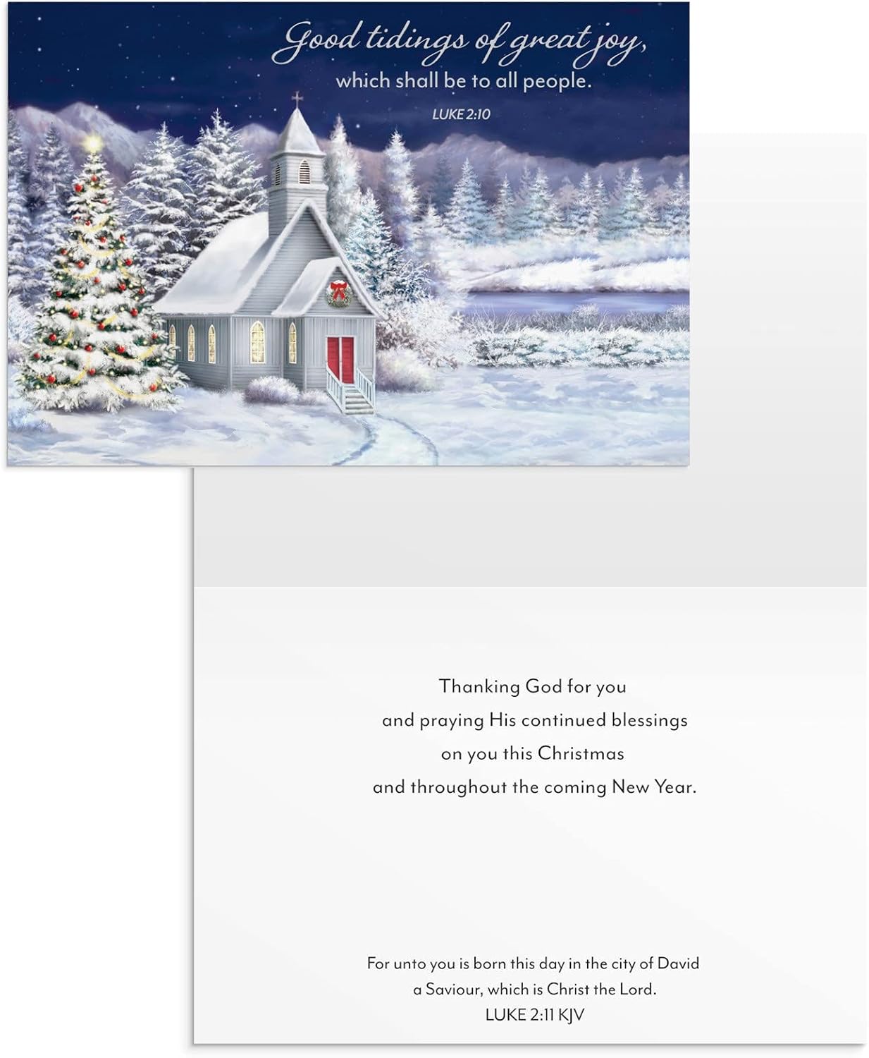 DaySpring Oh Holy Night – Religious Scenes Bulk Christmas Boxed Cards - 6 Design Assortment With KJV Scripture - 48 Inspirational Christmas Cards & Envelopes