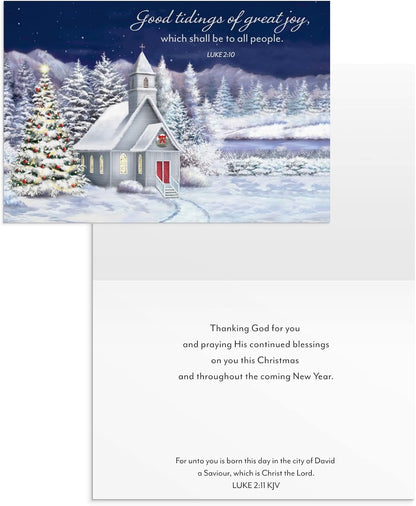DaySpring Oh Holy Night – Religious Scenes Bulk Christmas Boxed Cards - 6 Design Assortment With KJV Scripture - 48 Inspirational Christmas Cards & Envelopes