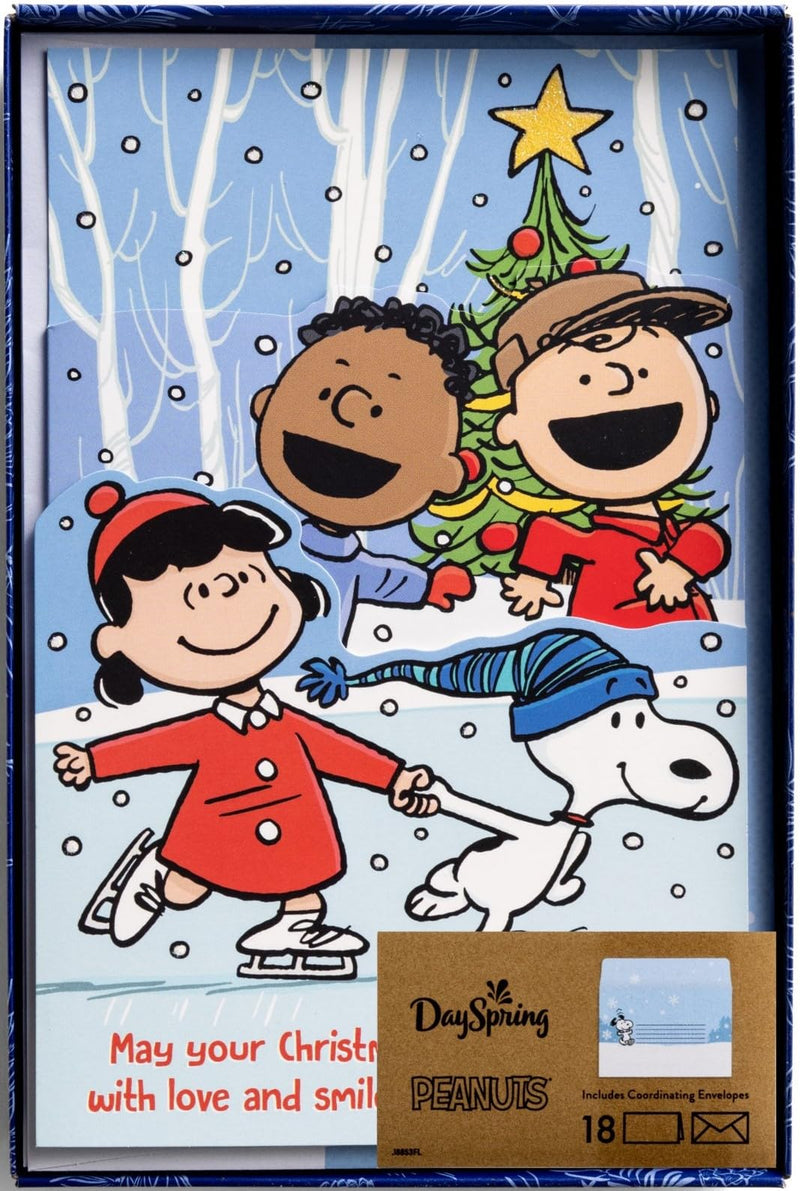 Christmas Boxed Cards: Peanuts - Ice Skating (Box of 18)