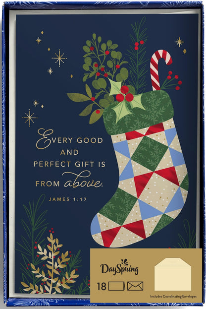 Christmas Boxed Cards: Christmas Stocking (Pack of 18)