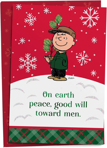 Dayspring - Peanuts Peace Good Will Toward Men - 18 Christmas Boxed Cards and Envelopes, KJV