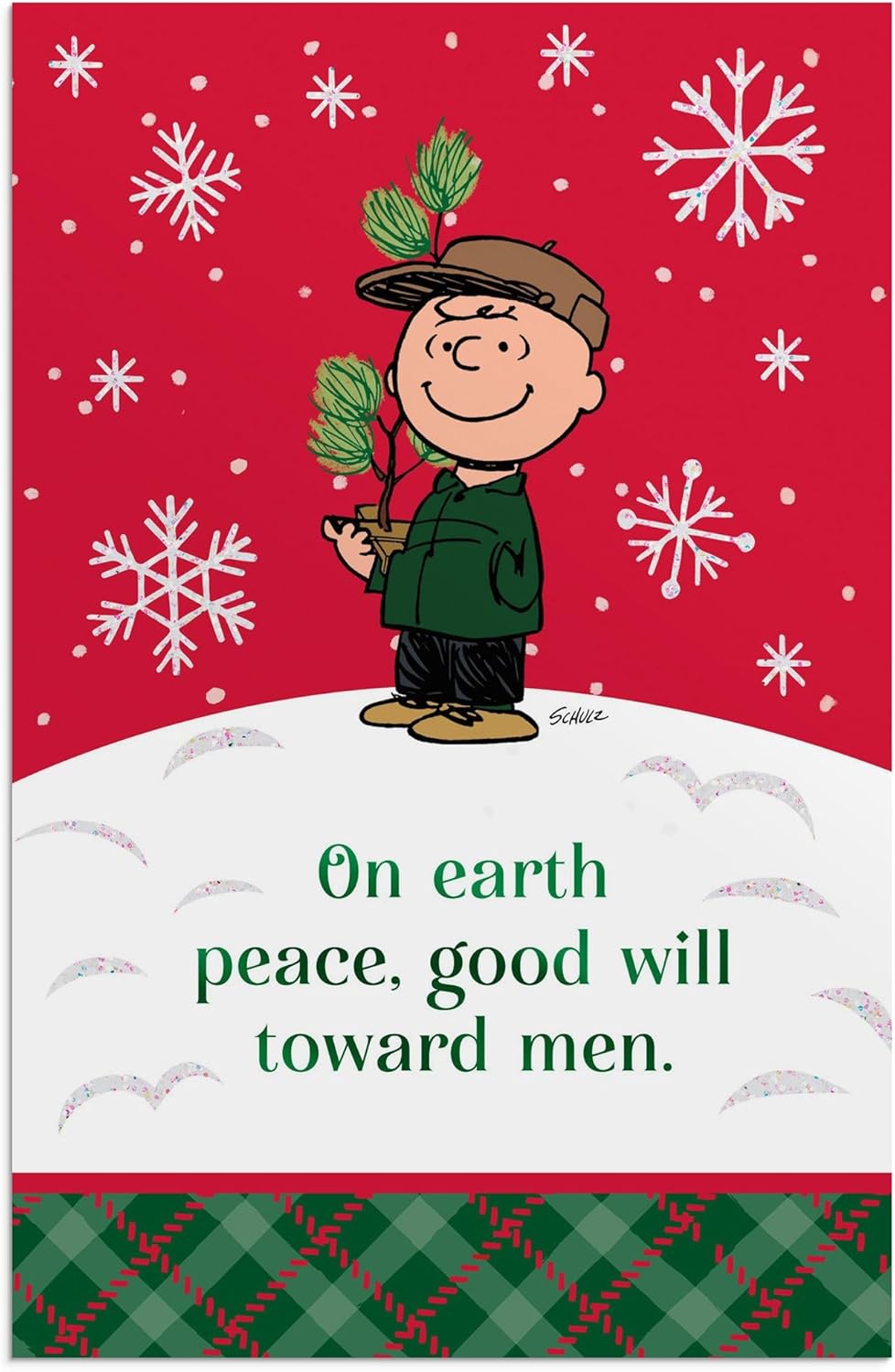 Dayspring - Peanuts Peace Good Will Toward Men - 18 Christmas Boxed Cards and Envelopes, KJV