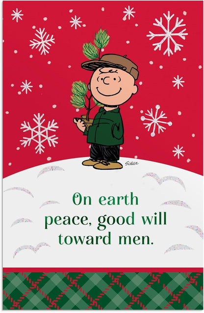 Dayspring - Peanuts Peace Good Will Toward Men - 18 Christmas Boxed Cards and Envelopes, KJV