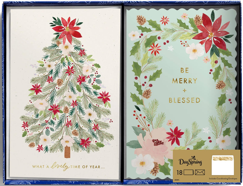 Christmas Boxed Cards: Floral Assortment (Pack of 18)