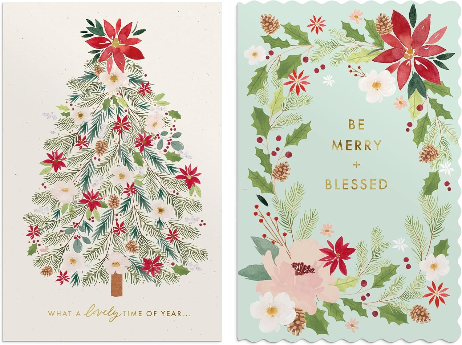 Christmas Boxed Cards: Floral Assortment (Pack of 18)