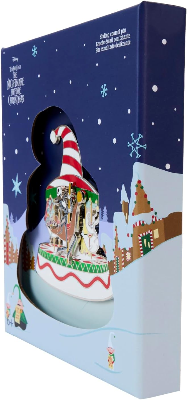 Loungefly Disney NBC Christmas Town Carousel Sliding 3" Collector Box Pin