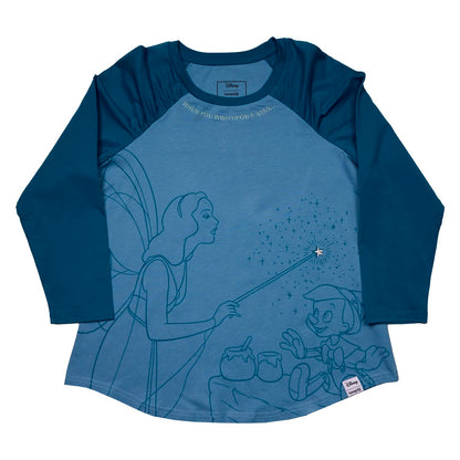 LF DISNEY PINOCCHIO BLU FAIRY SHIRRED RAGLAN MAGLIA