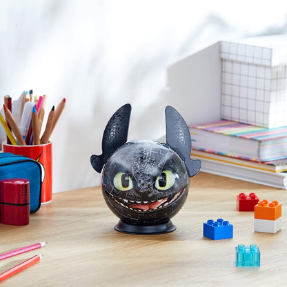 Ravensburger How to Train Your Dragon Toothless with Ears 72-Piece Puzzle Ball – 3D Jigsaw Puzzle Toy for Kids & Adults, Interactive Brain Teaser