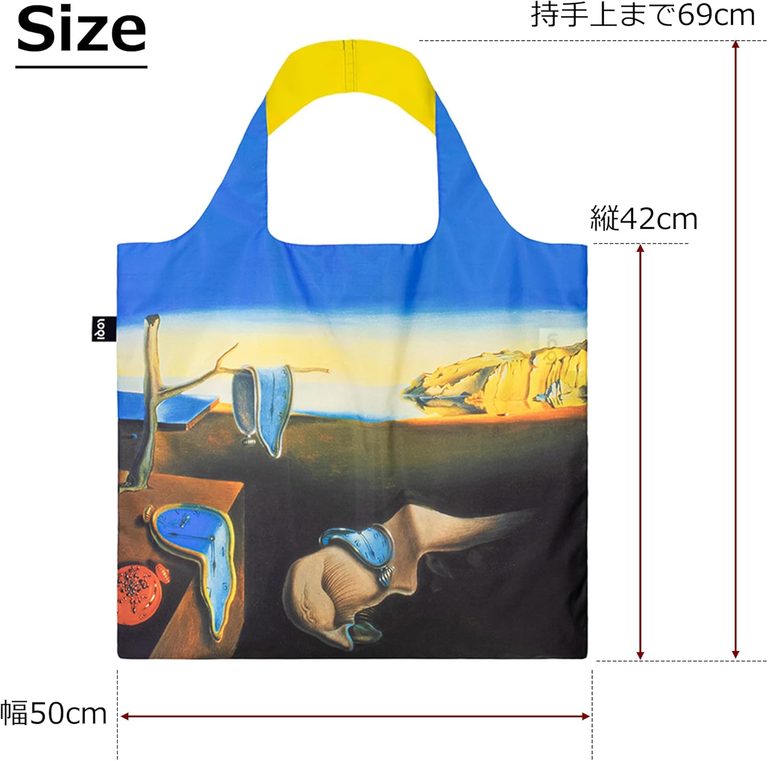 LOQI Salvador Dali The Persistence of Memory Recycled Bag, yellow, blue, Yellow, Blue, Contemporary, Yellow, Blue, L, Contemporary