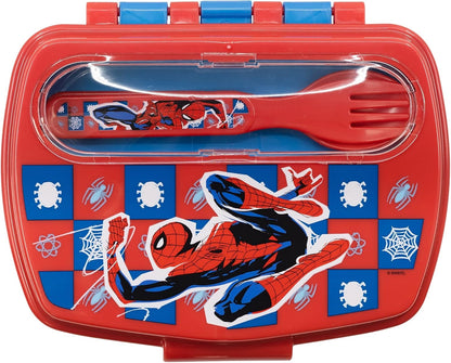 Stor 74709 Rectangular SANDWICHERA with Covers Spiderman Arachnid Grid Lunch Box, Plastic