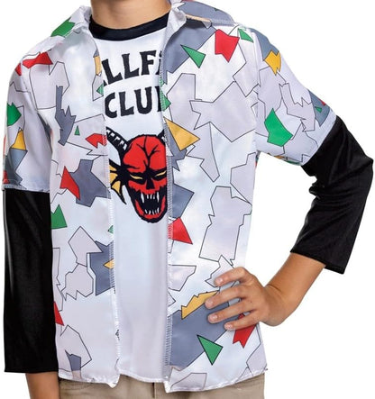 Stranger Things Dustin Costume for Kids and Teens, Officially Licensed by Disguise, Includes Shirt with Attached Faux Hellfire Club Tee and Cap, For Ages 7-8, 10-12 & 14-16 years