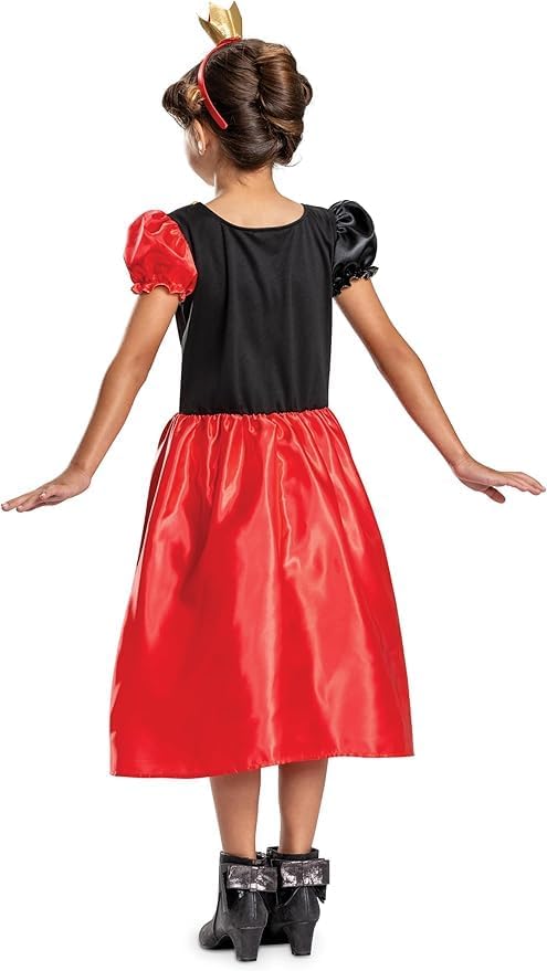 Disney Alice in Wonderland Queen of Hearts Fancy Dress for Kids, Official Disney by Disguise, Includes Iconic Queen of Hearts Dress and Crown Headband, for Ages 3-4, 4-6 and 7-8 Years